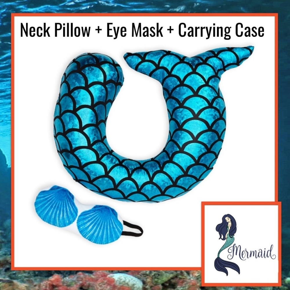 🧜‍♀️Mermaid Neck Pillow + EyeMask + Travel Case